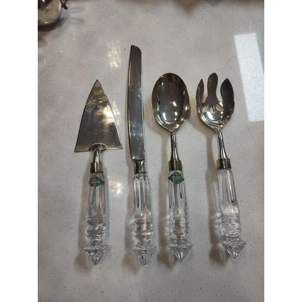 Shannon Crystal Godinger Catrina 4-Piece Serving Preowned Knife handle loose